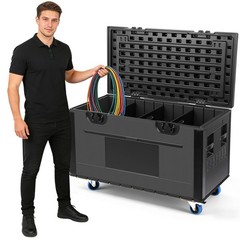 Cable Trunk Road Case Flight Case w/Wheels,Stackable Heavy Duty ATA Rolling Case