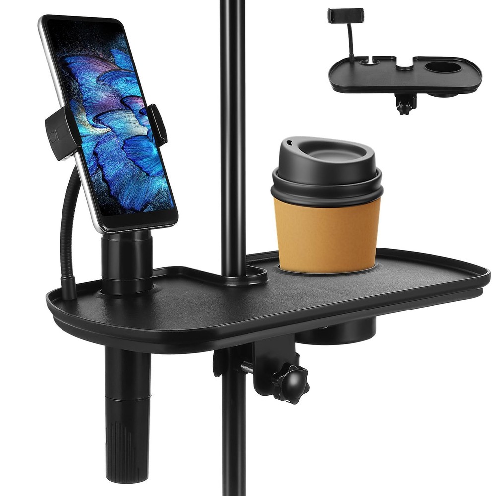 Toyvian Universal Microphone Stand Tray with Drink Holder, Adjustable Mic Sta…