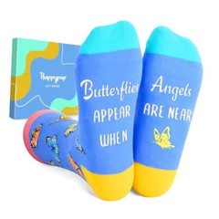 Funny Socks for Women – Novelty Bird Gifts Medium Butterflies Angels Blue