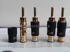 4x Speaker banana plug Adapter Audio connector 24K Gold Plated USA PL