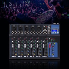 110V 7-Channel Bluetooth Portable Audio Mixer USB DJ Sound Mixing Console Board