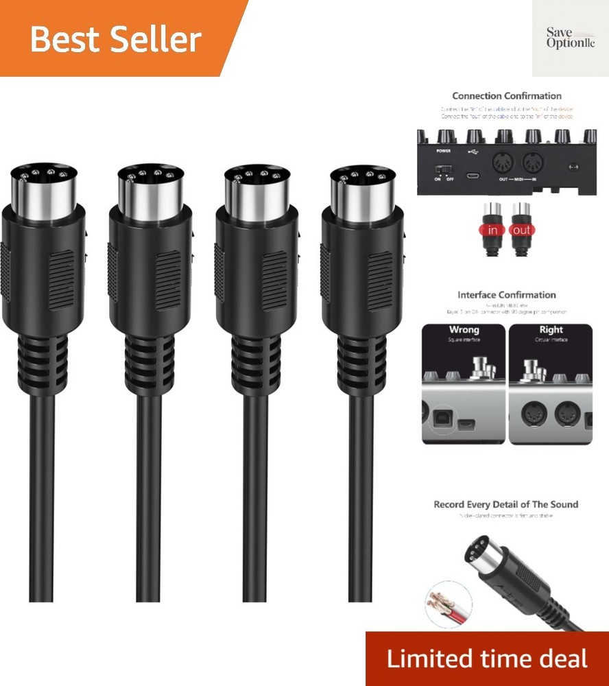 MIDI Cable, 2-Pack 3-Feet Male to Male 5-Pin MIDI Cable Compatible with MIDI …