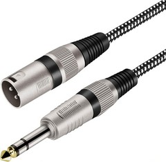 30ft XLR Male to 1/4″ TRS Cable, Nylon Braided, Pure Copper