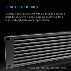 Rack Panel Accessory Vented 2U Space for 19” Rackmount, Premium Black Aluminum