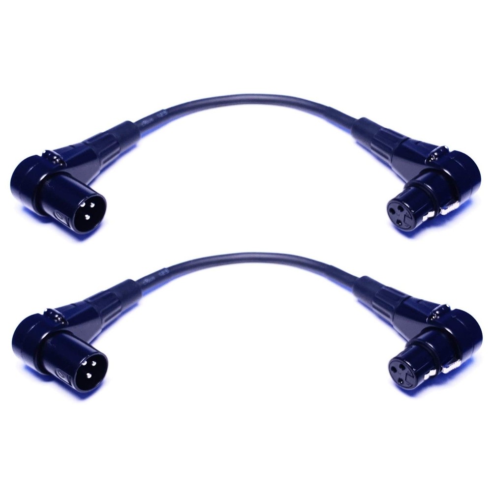 2 Pack CESS-039 Right-Angle 3-Pin XLR Female to Male Extension Patch Cable