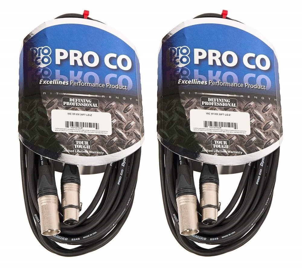 (2 Pack) ProCo EXMN-25 Excelines Microphone Cable with Neutrik Connectors – 25ft