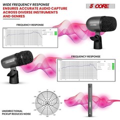 5 Core Conga Mic Snare Tom Microphone Drum Kit Condenser XLR Instrument Mics