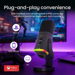 USB/XLR Dynamic Microphone for Gaming & Podcast & Streaming with RGB