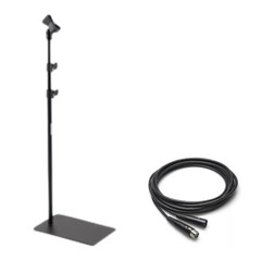 Mic Stand Flat-Base Weighted + 25ft Economy XLR Microphone Cable Vocal Bundle