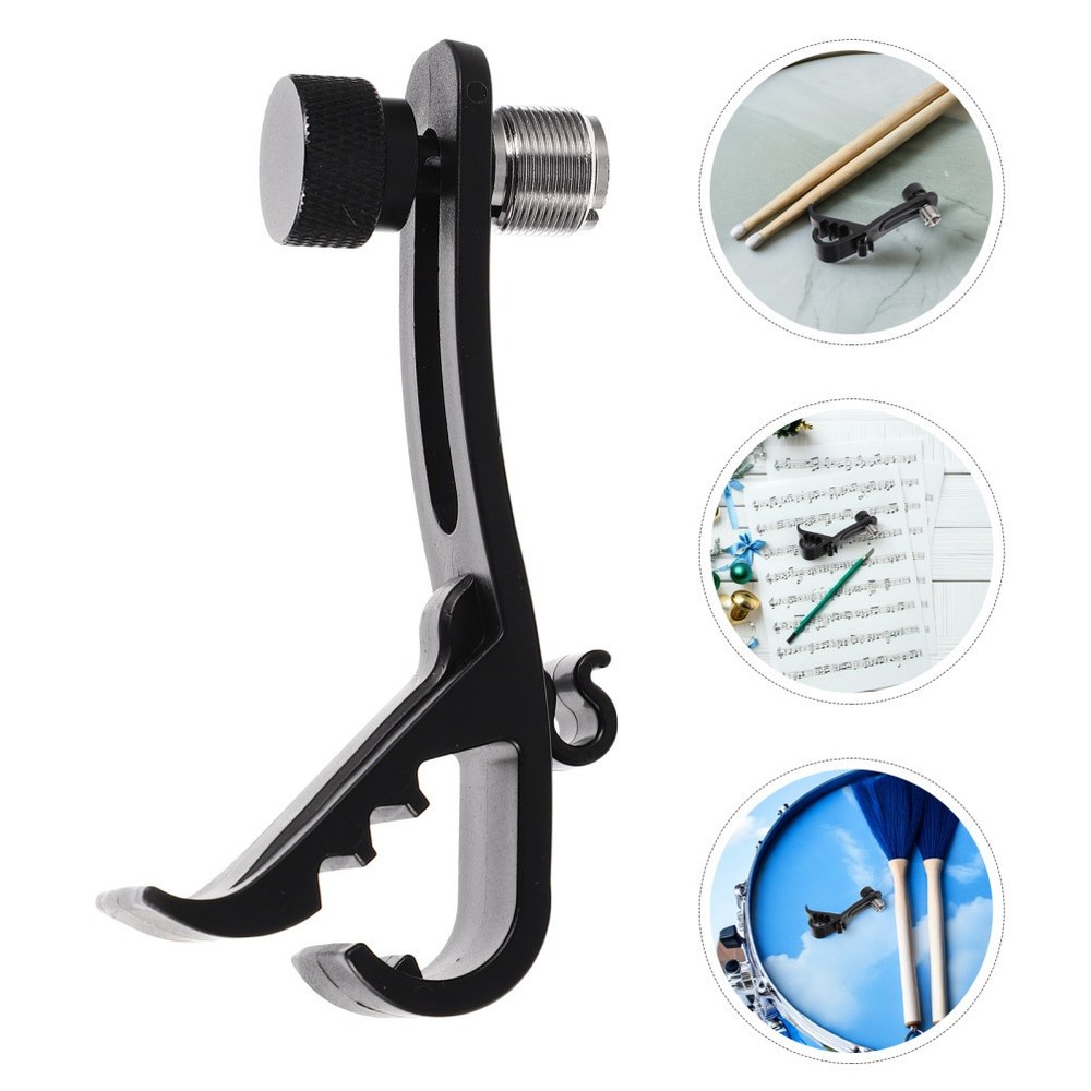 5Pcs Reusable Drum Mic Clip Set Black Plastic Metal Adjustable Holder Clamp