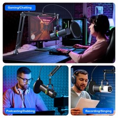 USB Gaming Microphone with Arm, Condenser Mic for PC, MAC, PS4, PS5, Phone