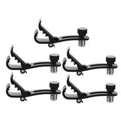5Pcs Reusable Drum Mic Clip Set Black Plastic Metal Adjustable Holder Clamp