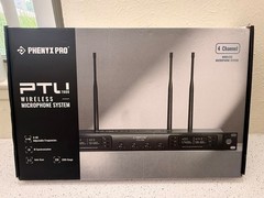 Phenyx Pro Wireless Microphone System, Quad Channel PTU-7000-4H, Black
