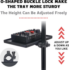 Universal Microphone Stand Tray Adjustable Clamp On Utility Shelf for Accessorie