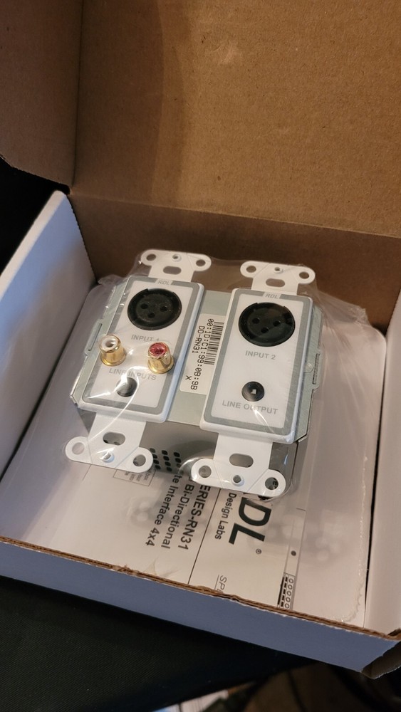 Open Box RDL DD-RN31 Wall-Mounted Dante Interface, 2 XLR In, RCA In, 1/8 In/Out