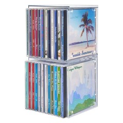 STORi Stackable Clear Plastic CD Organizers (2 Pack) 5.25 inches, Transparent