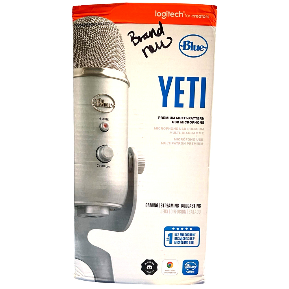 NEW Logitech Blue Yeti USB Microphone Silver Gaming Streaming Podcast 988-000103
