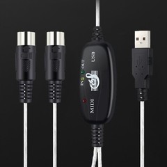 2m/6.56ft USB IN-OUT MIDI Interface Cable PC to Music Keyboard Adapter Cord