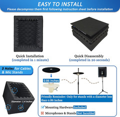 Portable Vocal Booth, Large Foldable Microphone Isolation Shield, Music Recordin