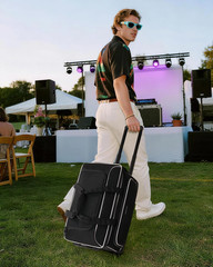 Large Rolling DJ Cable Bag with Wheels, Reinforced Padded Gig Bag with 8 Detacha