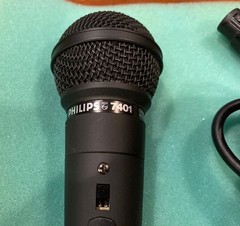 Vintage 1980s Philips 7401 Cardioid Dynamic Microphone, black, used, good cond.