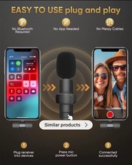 Mini Wireless Lavalier Mic 2 Pack- USB/USB C/ Lightning For iPhone/ Android