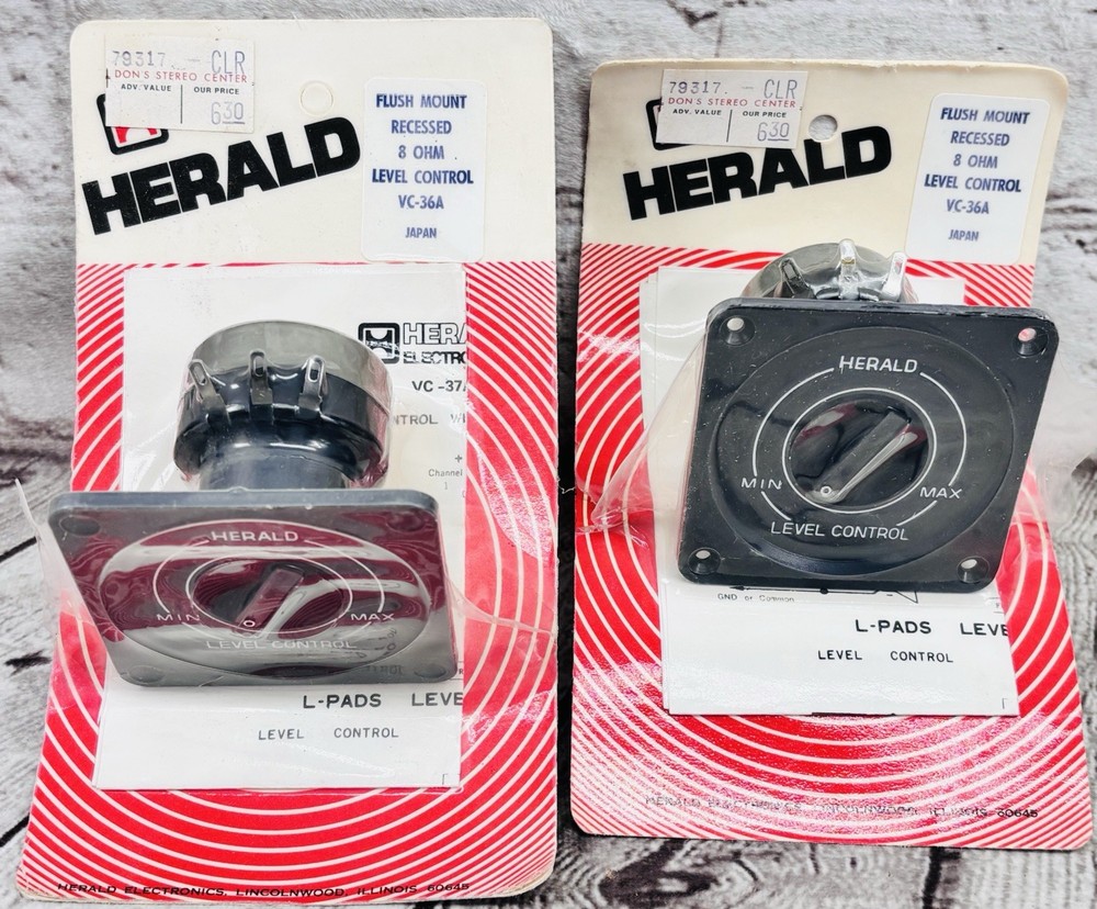 Herald VC36A 8 Ohm L Pad Level Control Pair NOS Flush Mount Sealed Japan