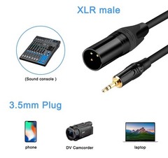 3.5Mm to XLR Cable, 1.5 FT XLR to 3.5Mm Unbalanced 1/8 Inch Mini Jack Stereo to