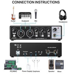 EBXYA 2i2 USB Audio Interface for PC Recording, 24-bit/192kHz Plug and Play