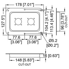 Large Metal Speaker Jack Plate W/ 2 Cutouts for G-Series NL8MPR Connectors 5″x7″