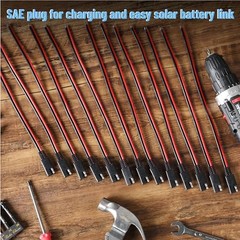 Bates- SAE Connector Cable, 12 Inch, 32 Pack, 14 AWG, 2 Pin Single Plug Quick