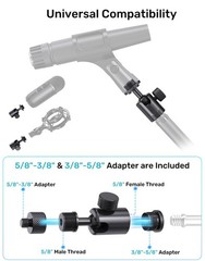 Ball and Socket Head Microphone Adapter, All-Metal, 180° & 360° Swivel, Unive…