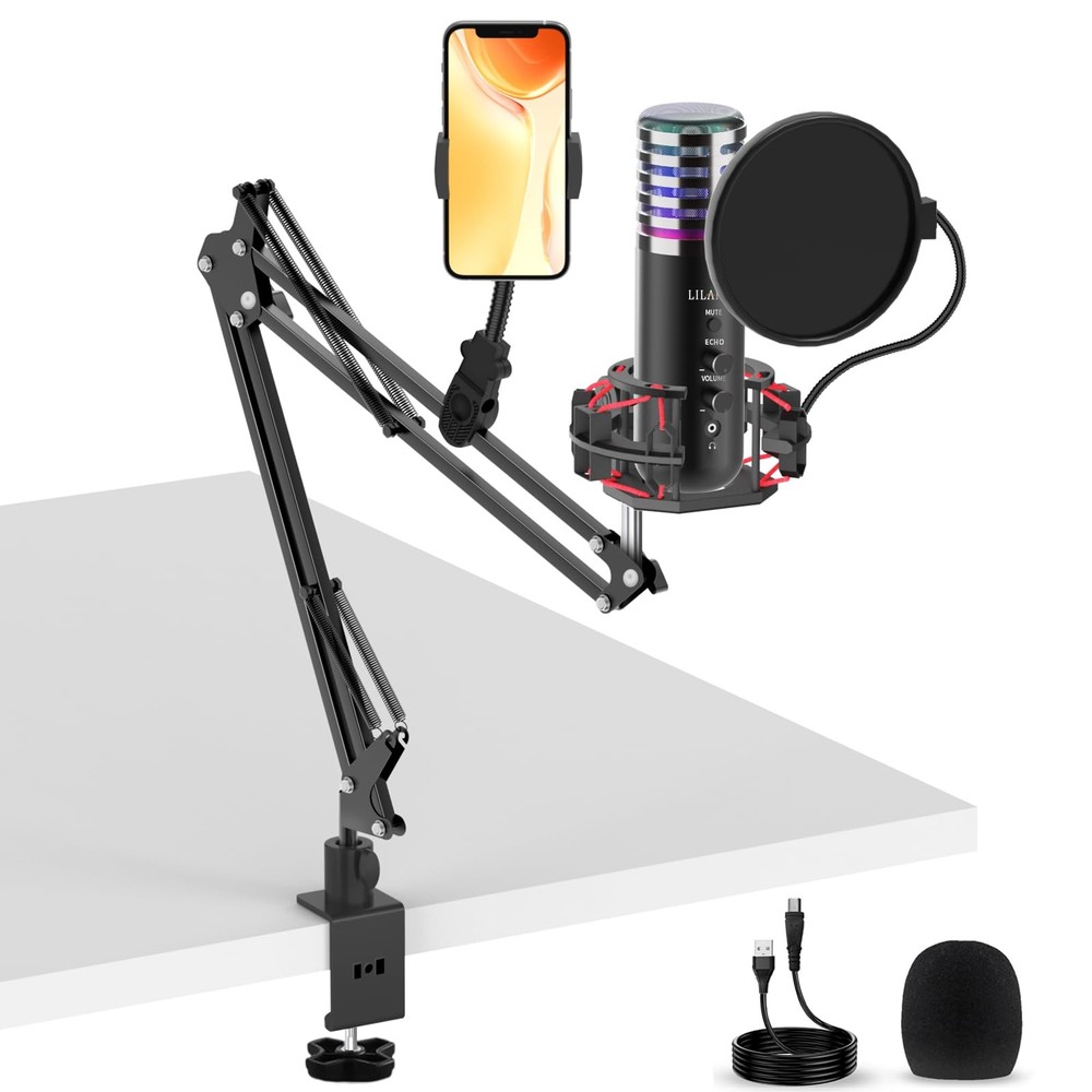 USB Condenser Microphone for PC PS4, PS5 Streaming Singing Podcast Studio, Co…