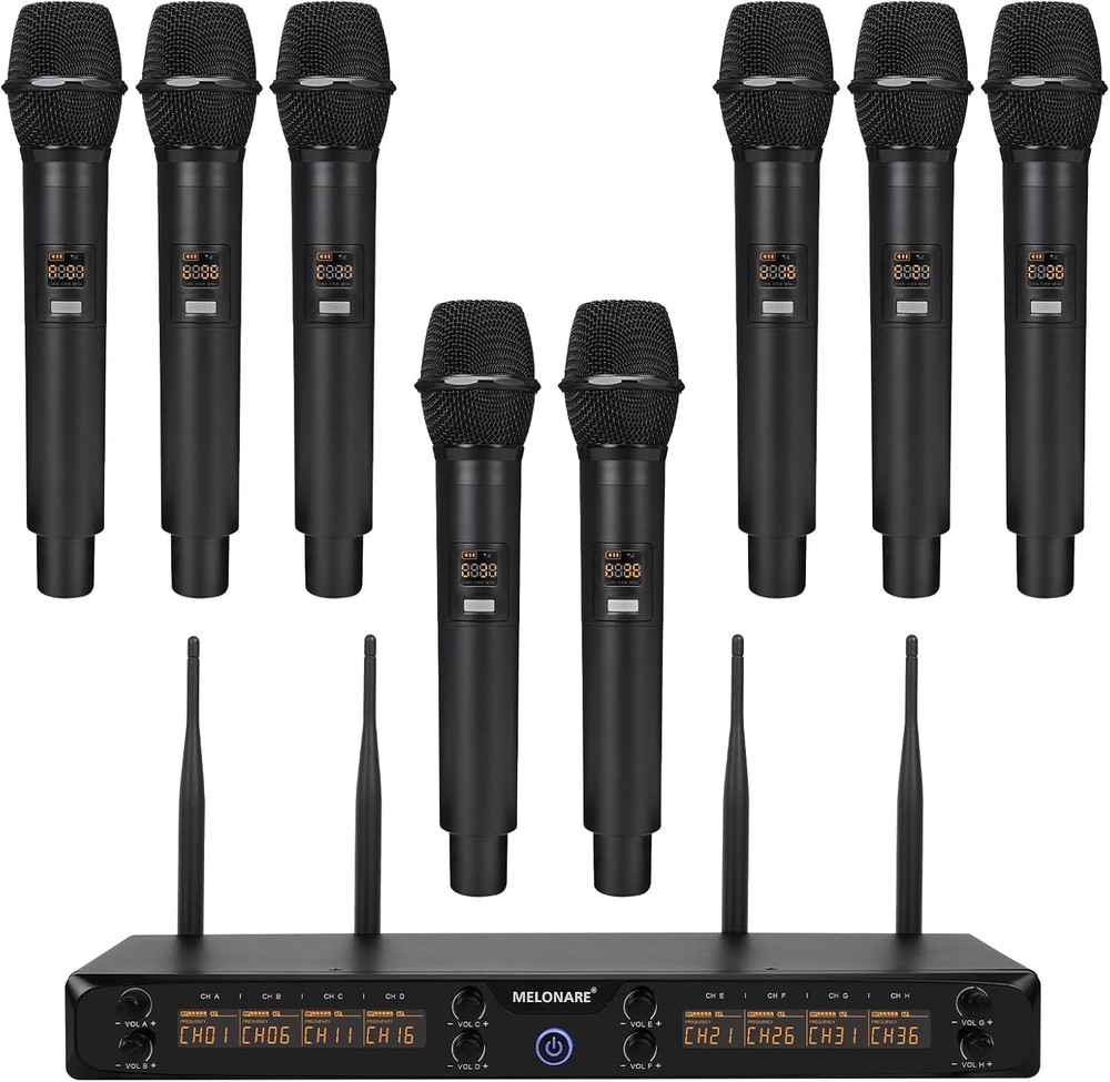 MELONARE 8-Channel Wireless Microphone System UHF 500MHz