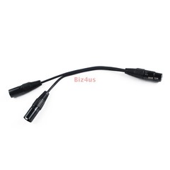 3-Pin XLR Female Jack to Dual 2 Male Plug Y Splitter Mic DJ Cable Adaptor 16AWG