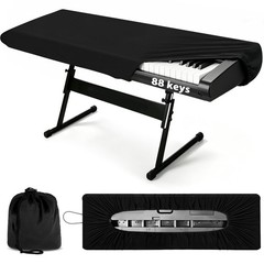 88 Key Stretchy Piano Keyboard Dust Cover Black Protective Electronic Cover