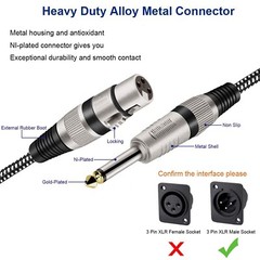 XLR Female to 1/4 Inch TS Cables 3 FT/2Pack, Nylong Braided XLR 3 Pin Female …