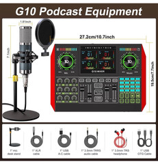 Podcast Microphone Bundle with Live Sound Board Audio Mixer, Podcast Equipment B