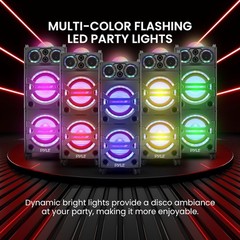 Pyle PSUFM1043BT Portable Bluetooth PA Loudspeaker System W/ Mic, Party Lights..