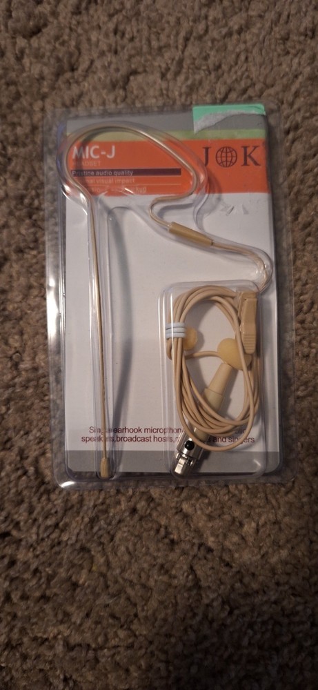 J K Headset Headworn Single Earhook Microphone MIC-JS90 NEW *SEE DESCRIPTION*