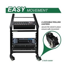 12U DJ Mixer Stand Rack Mount Rolling Stand Stage Cart Adjustable Rack Mount …