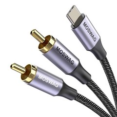 USB-C to 2 RCA Audio Cable 3.3FT Y Splitter Cord for iPhone 16 15 TV Speaker Amp