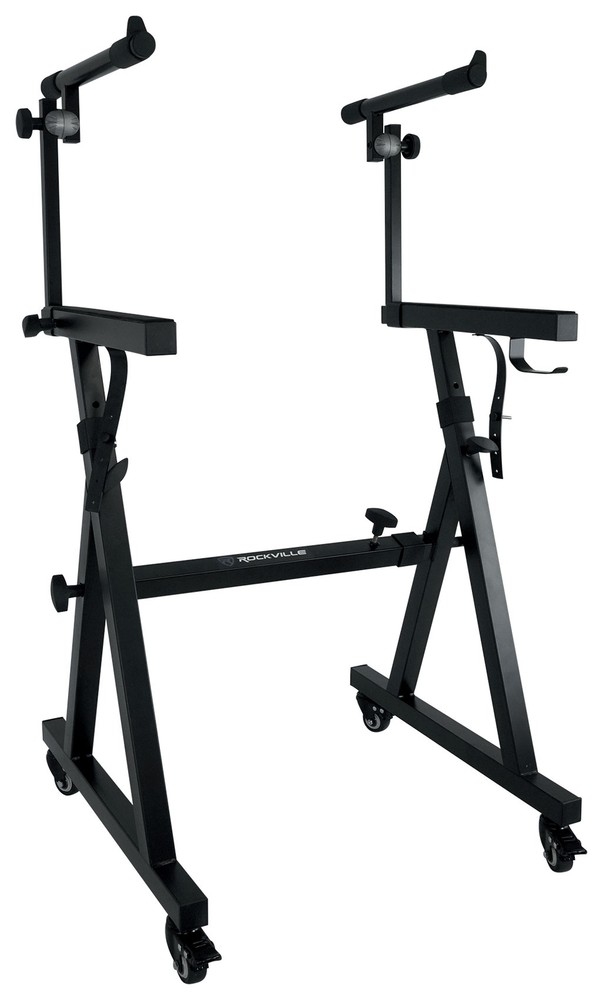 Rockville Z45W Z-Style 2-Tier Keyboard Stand+Wheels Fits Yamaha CP300