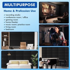 32PCS 24×12″ Acoustic Panels Self-adhesive Studio Noise Soundproofing Wall Tiles