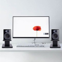 Black Walnut Speaker Stands for Bookshelf & Desktop, MDF/PVC, Pair