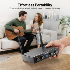 4-Channel Wireless Microphone System, UHF Cordless Mic Set w/ 4×10 Frequencies