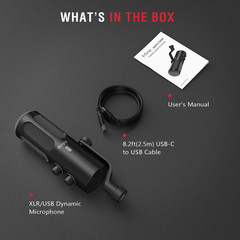 XLR/USB Podcast Dynamic Microphone for Streaming, Studio XLR Microphone, PC Stre