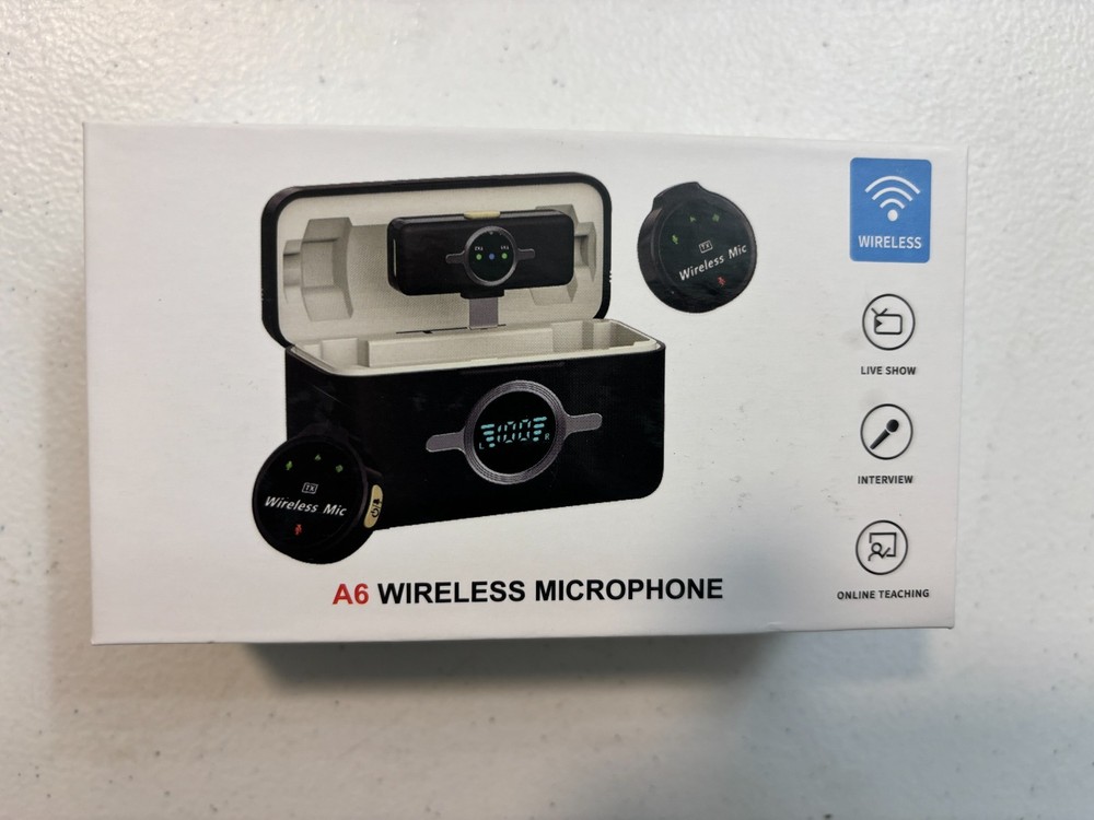 A6 Wireless Microphone USB-C TX, 2x Wireless Rx, Black Rechargable Case Type-C
