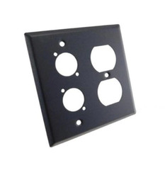 ProCraft Stainless Steel Black 2 Gang Wall Plate/ AC Duplex 2 XLR „D“ Style Hole