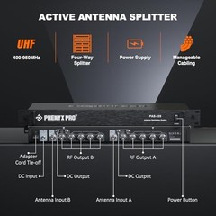 Active UHF Antenna Distribution System Phenyx Pro PAS-225X 8 Outputs